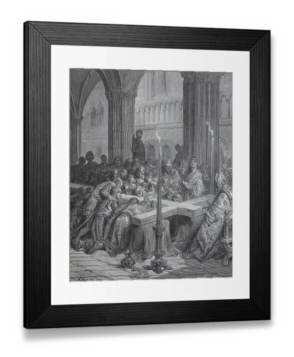 Framed Print : The veneration of the cross by the Crusaders