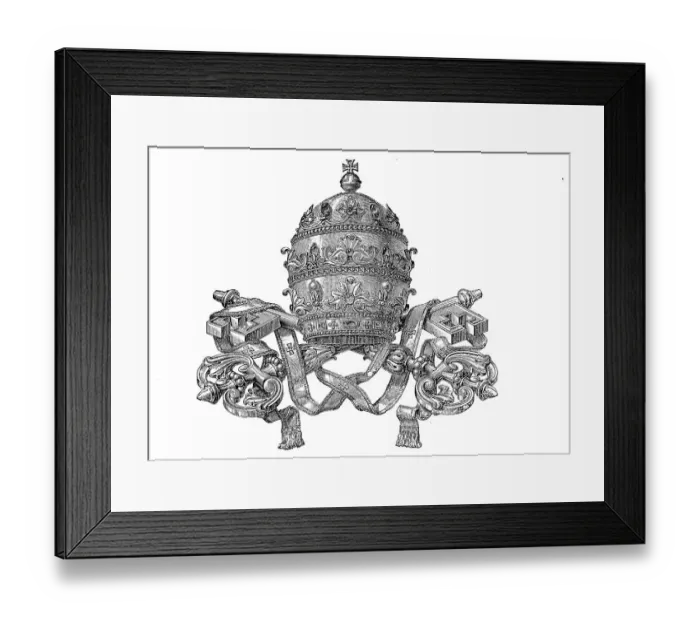 Framed Print : Papal Crown with Key, Tiara, Historical Framed Print : Papal Crown with Key, Tiara, Historical