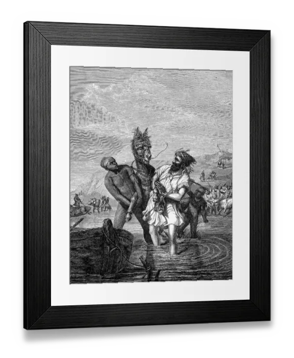 Framed Print : Loading a recalcitrant alpaca onto a boat
