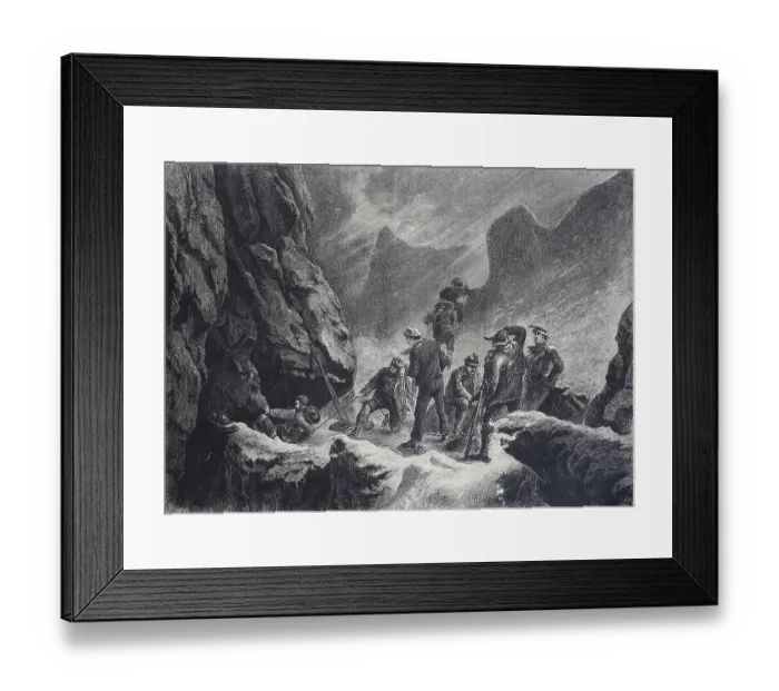 Framed Print : Mountaineer roping out in a chimney