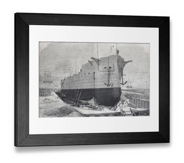 Framed Print : The ironclad Frederick the Great on the stack in the shipyard of Kiel Framed Print : The ironclad Frederick the Great on the stack in the shipyard of Kiel