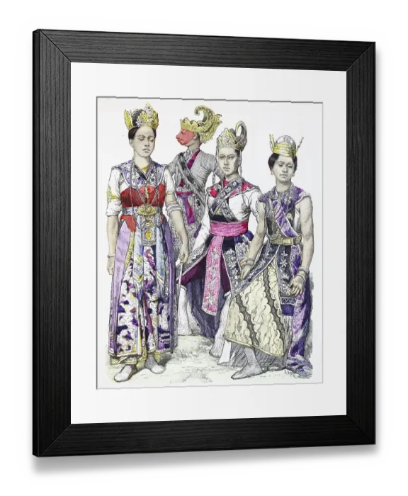 Framed Print : Folk traditional costume, clothing