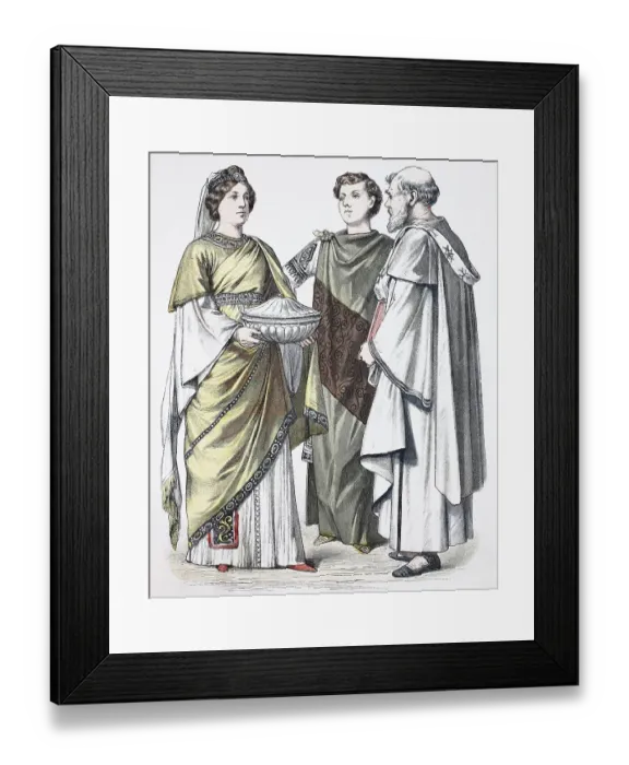 Framed Print : Folk traditional costume, clothing