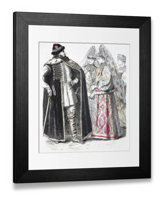 Framed Print : Folk traditional costume, clothing