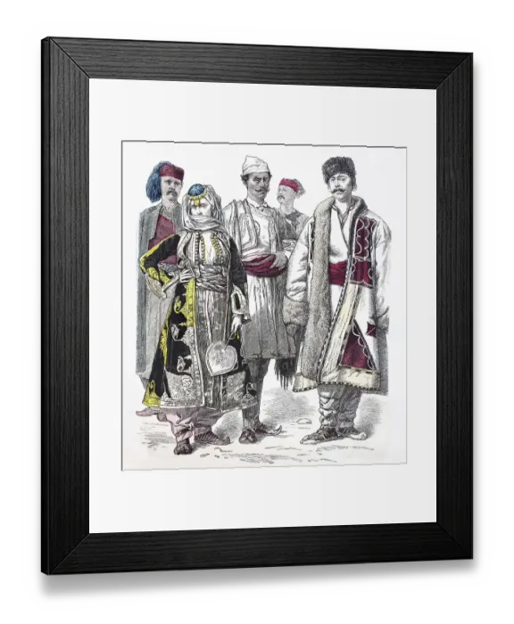 Framed Print : Folk traditional costume, clothing