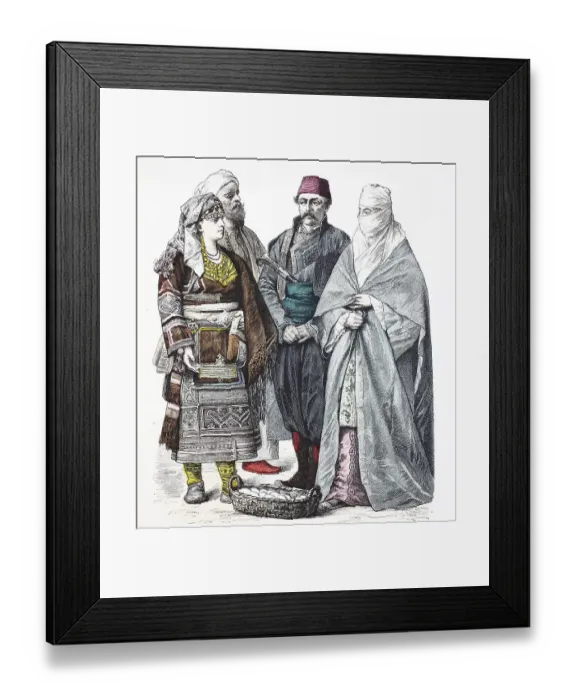 Framed Print : Folk traditional costume, clothing
