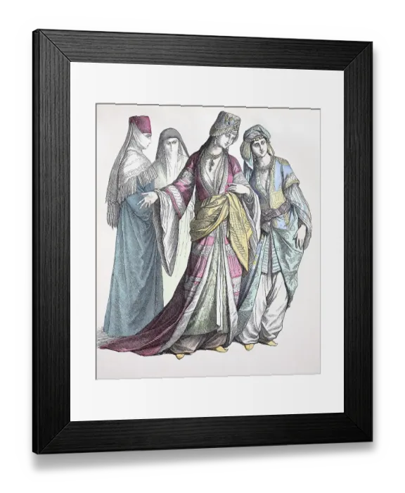 Framed Print : Folk traditional costume, clothing