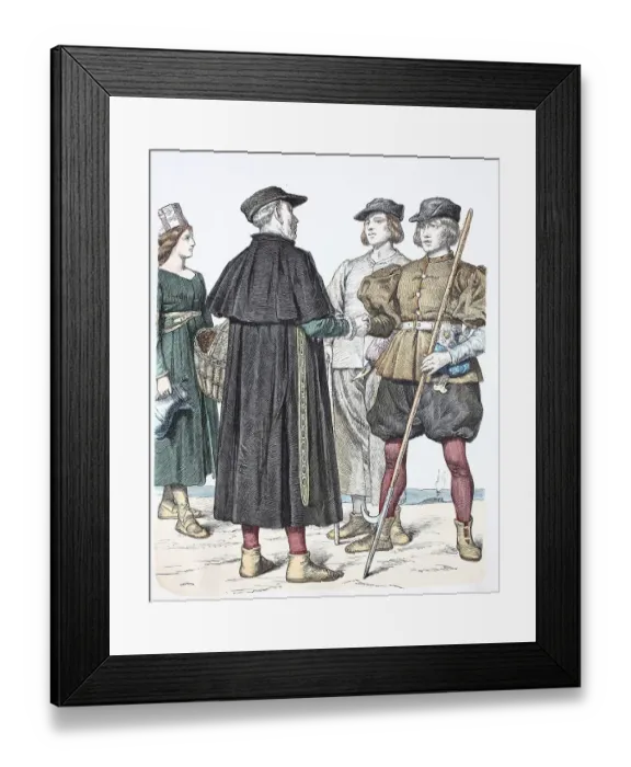 Framed Print : Folk traditional costume, clothing