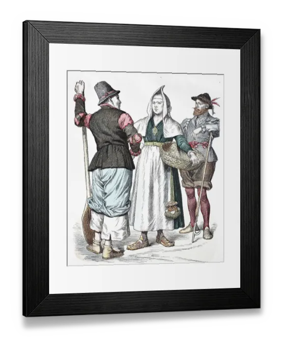 Framed Print : Folk traditional costume, clothing