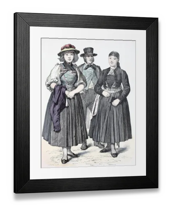Framed Print : Folk traditional costume, clothing