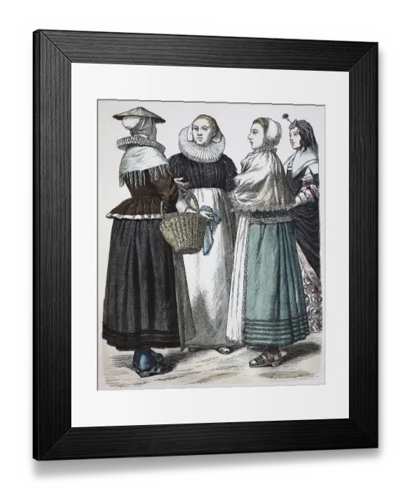 Framed Print : Folk traditional costume, clothing