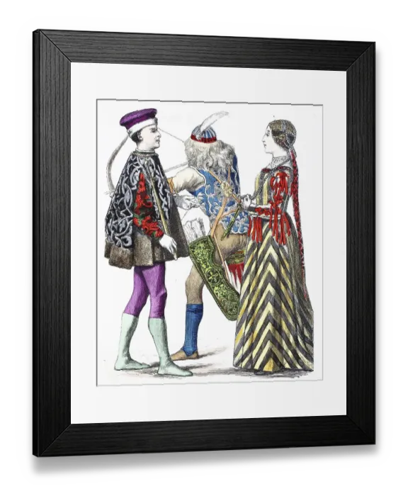 Framed Print : Folk traditional costume, clothing