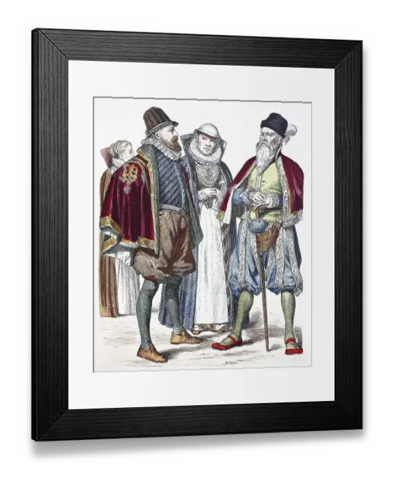 Framed Print : Folk traditional costume, clothing