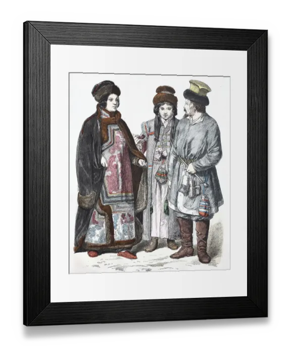 Framed Print : Folk traditional costume, clothing