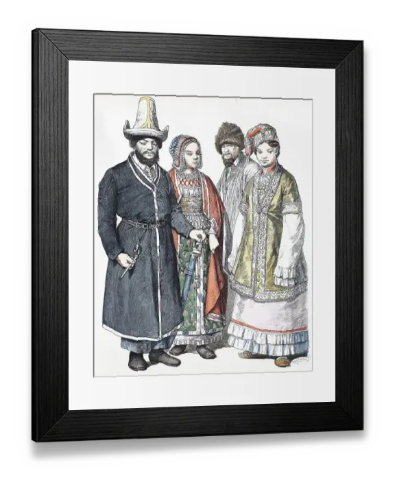 Framed Print : Folk traditional costume, clothing