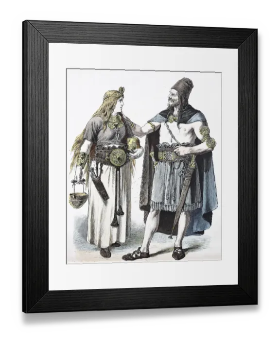 Framed Print : Folk traditional costume, clothing