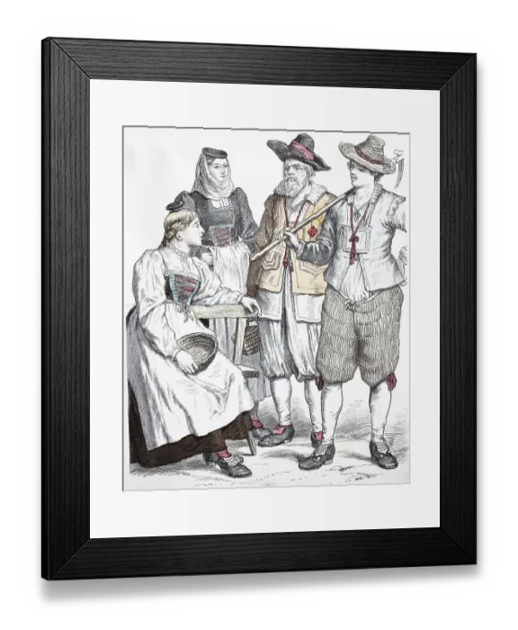 Framed Print : Folk traditional costume, clothing