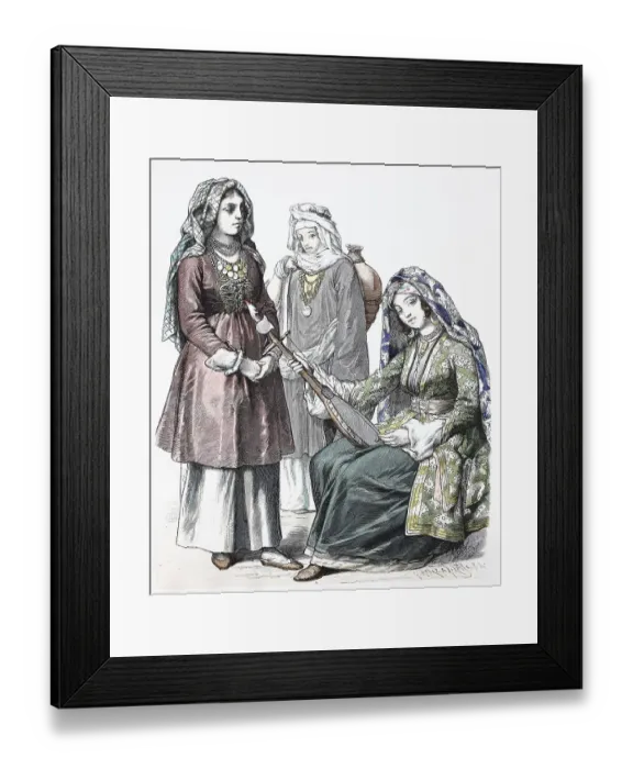 Framed Print : Folk traditional costume, clothing