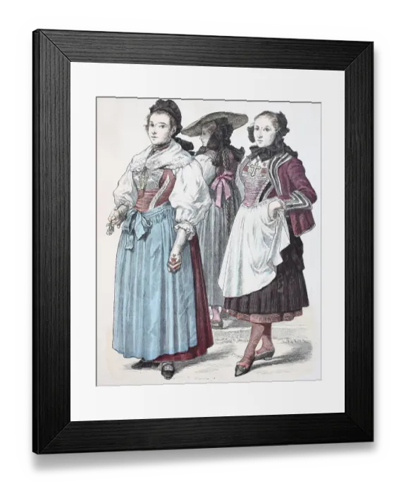 Framed Print : Folk traditional costume, clothing