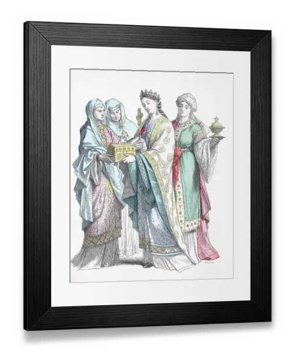 Framed Print : Folk traditional costume, clothing