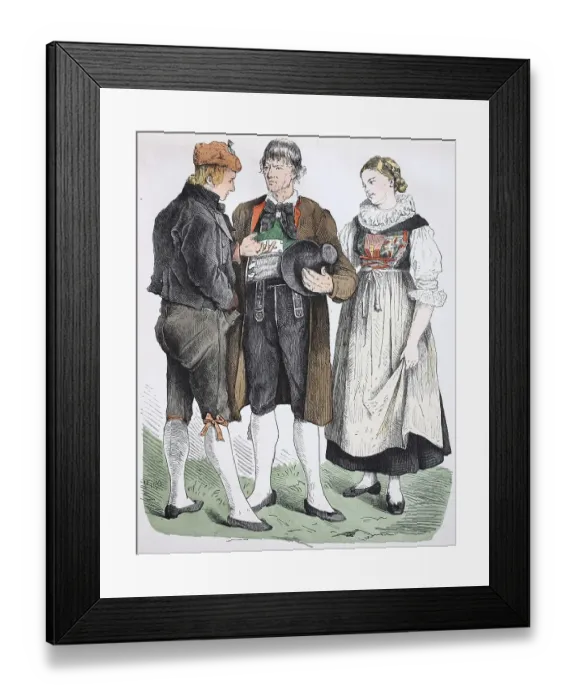 Framed Print : Folk traditional costume, clothing