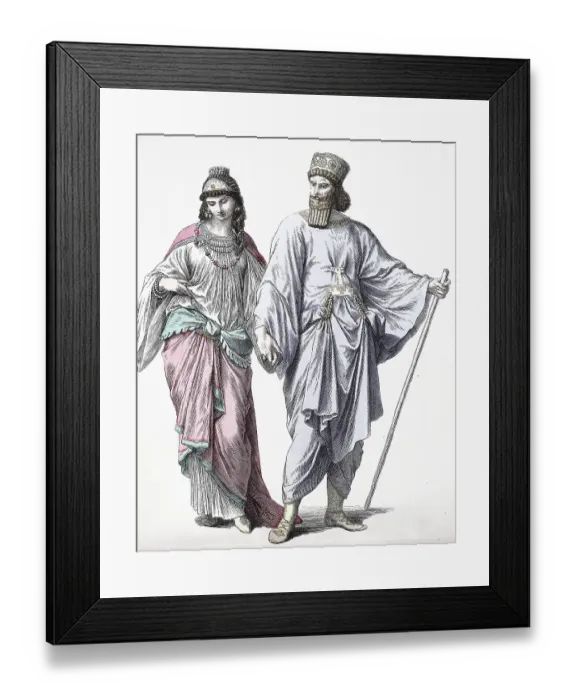 Framed Print : Folk traditional costume, clothing