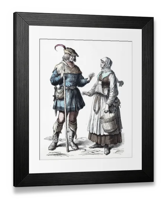 Framed Print : Folk traditional costume, clothing