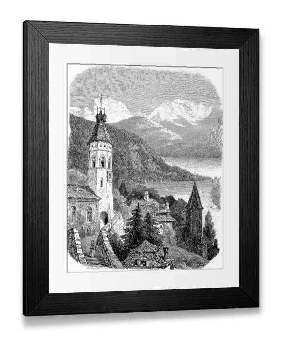 Framed Print : View of Lake Thun from Thun, 1897