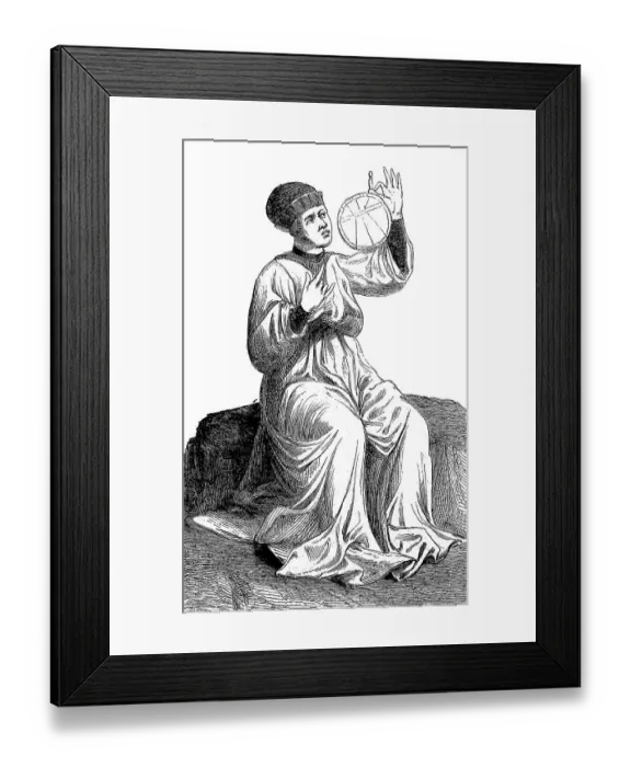 Framed Print : A 15th century astrologer, digitally restored reproduction of a 19th century original
