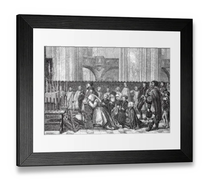 Framed Print : Salon of 1855. belgian school. the trentaines de metal de haze