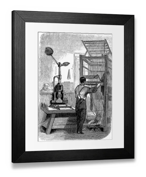 Framed Print : Production of silk fabrics, piquage Framed Print : Production of silk fabrics, piquage