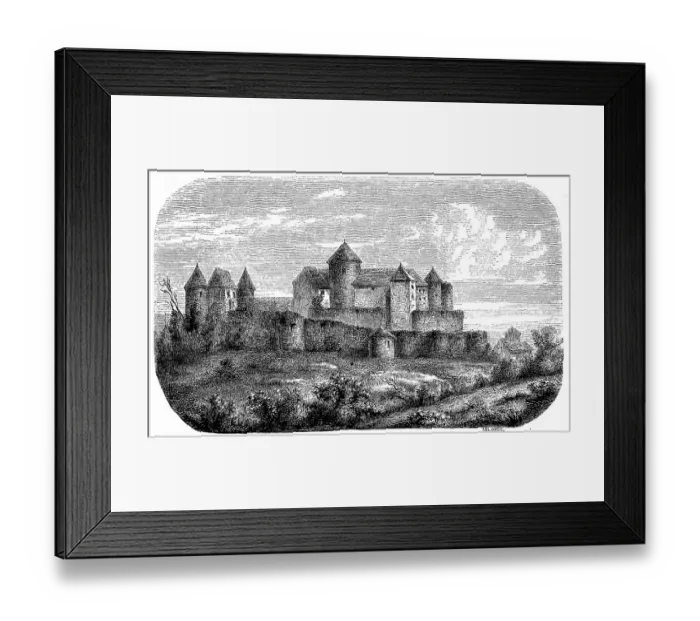 Framed Print : Castle ruins of Charolles in the department of Saone-et-Loire in the region of Bourgogne-Franche-Comte