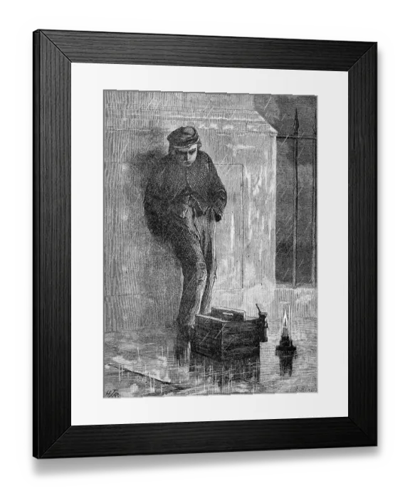 Framed Print : Unemployed shoeshine boy in London