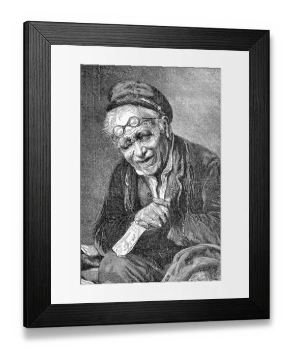 Framed Print : Old man with a lottery ticket, Historic