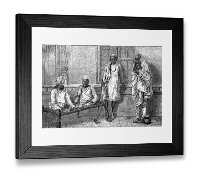 Framed Print : Religious beggars in 1880 in Benares