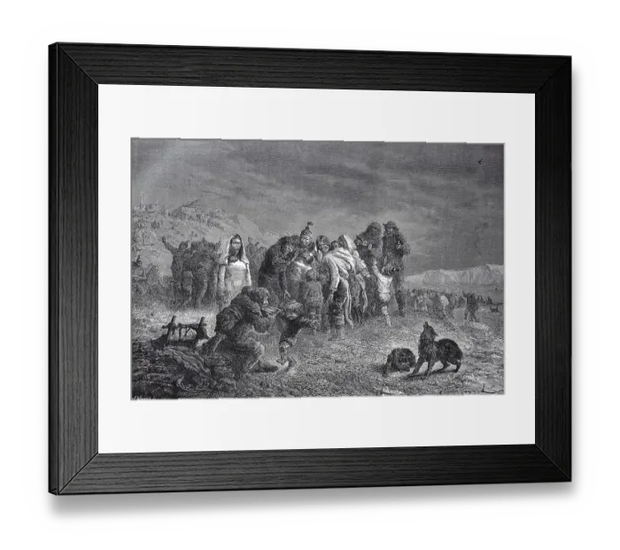 Framed Print : Eskimos playing musical instruments in 1880