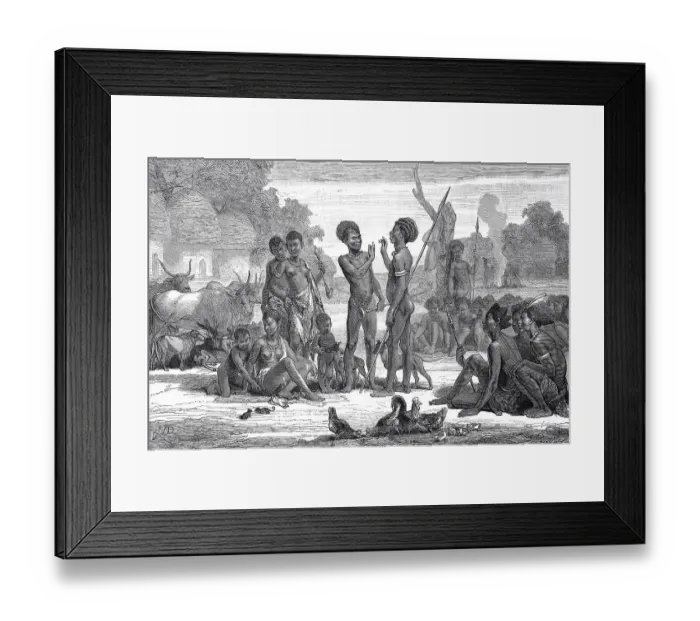 Framed Print : People of the Shilluk tribe, one of the main Luo Nilotic peoples in Southern Sudan