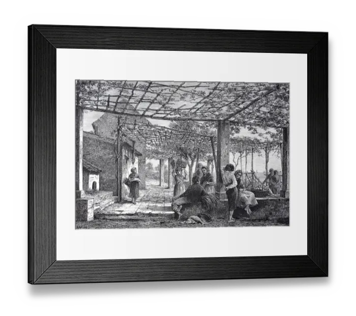 Framed Print : Women in a garden in Menton