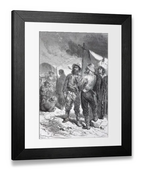Framed Print : Types of pioneers, herdsmen and people of the Benton Indians in the Kajre 1870