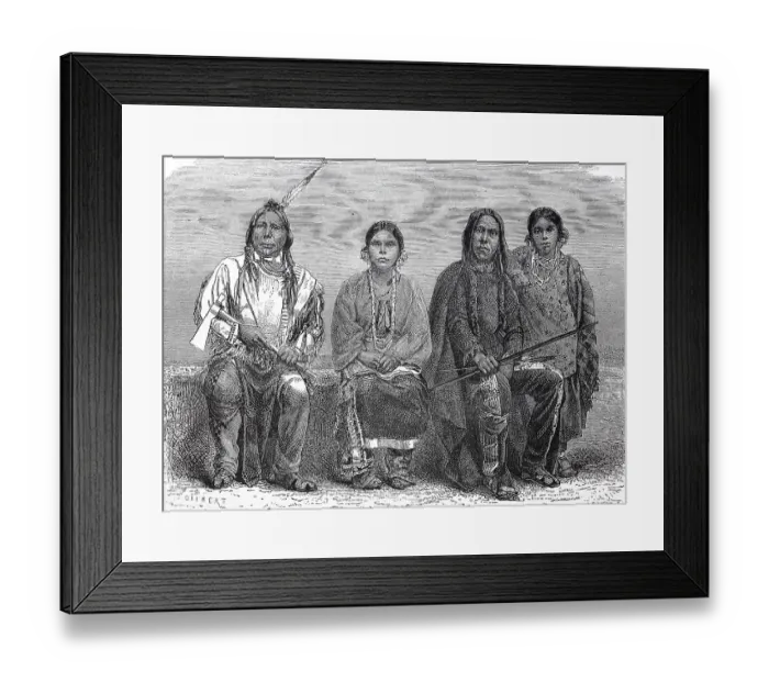Framed Print : Men and Women of the Sioux Indian Tribe