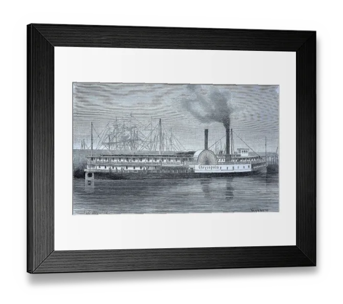 Framed Print : Side-wheel steamer that operated between Sacramento and San Francisco from 1860 to 1875