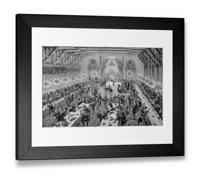 Framed Print : Guest banquet of a prince, 14th century