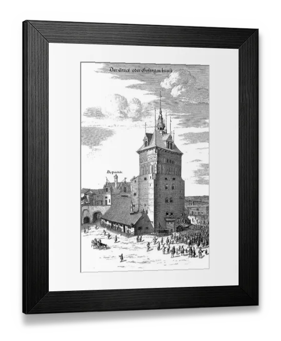 Framed Print : Public flogging in front of the Stockturm in Gdansk Framed Print : Public flogging in front of the Stockturm in Gdansk
