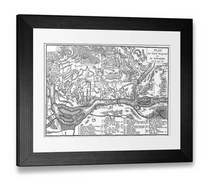 Framed Print : Plan of the Battle of Belgrade of 16 August 1717 Framed Print : Plan of the Battle of Belgrade of 16 August 1717