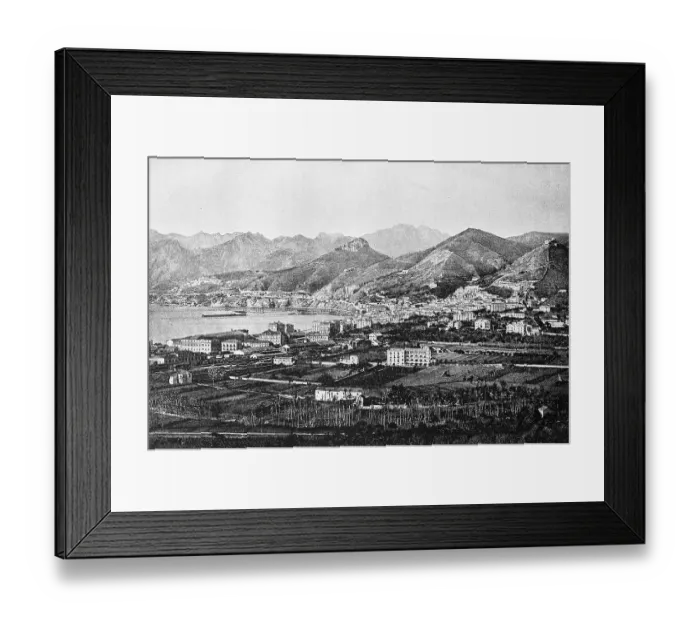 Framed Print : View of Salerno, Italy, photo from 1880