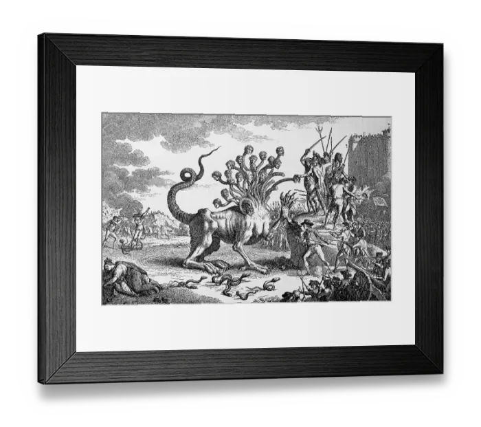 Framed Print : Patriotic hunt for the great monster Framed Print : Patriotic hunt for the great monster