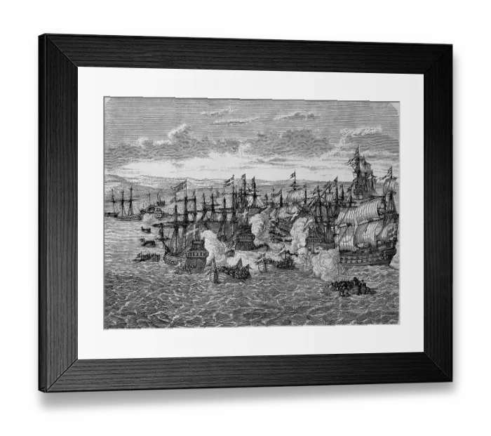 Framed Print : The Sea Battle in the Sound, Seeschlacht im Sund
