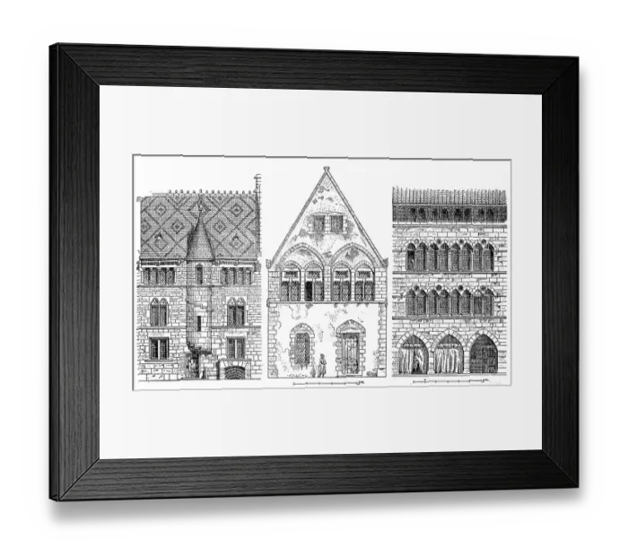 Framed Print : French dwellings of the 13th century
