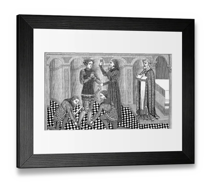 Framed Print : Girding and knighthood from a manuscript about Lancelot of the Lake Framed Print : Girding and knighthood from a manuscript about Lancelot of the Lake