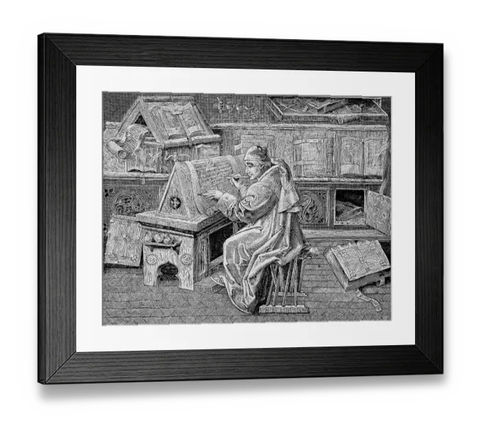 Framed Print : Study of a scholar in the 15th century
